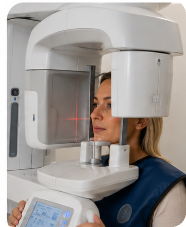 Imagem de apoio para tomografia odontológica
